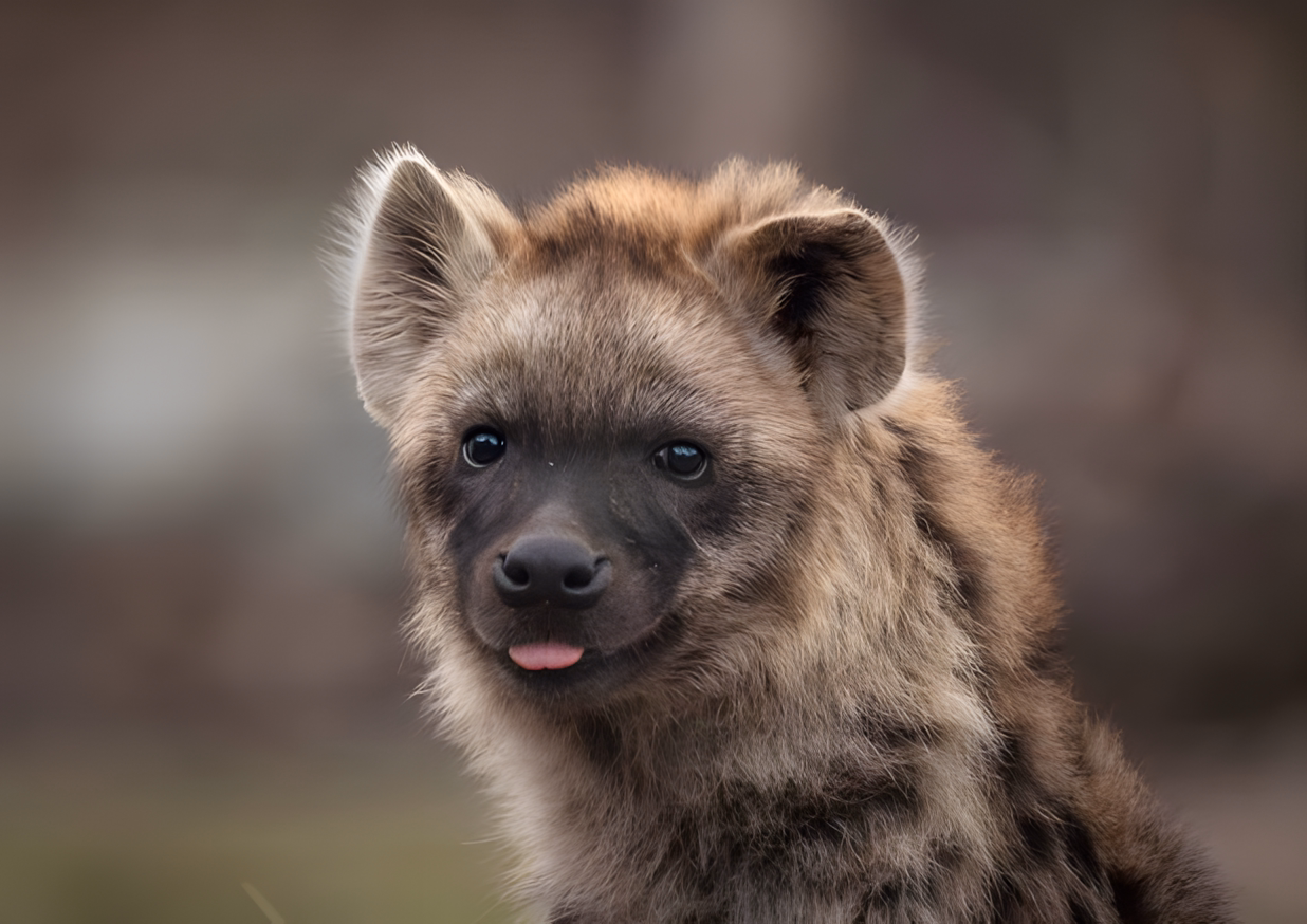A picture of a very cute fluffy hyena